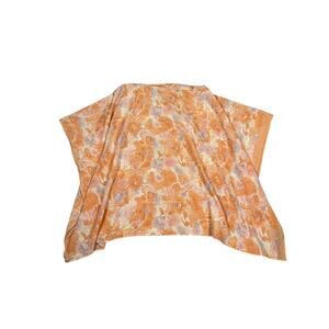 Ganesh Himal Trading Co Womens Silk Blend Orange Floral Pullover Poncho